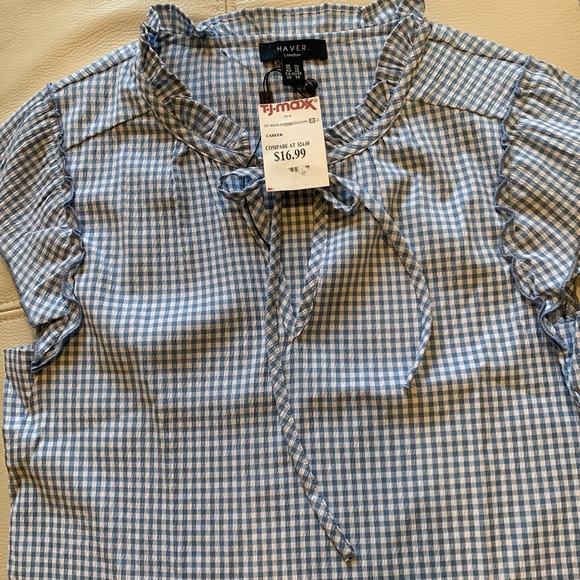 London Blouse ,short sleeves ,blue & white size XS - Picture 4 of 10
